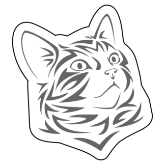 Tribal Cat Sticker (Grey)